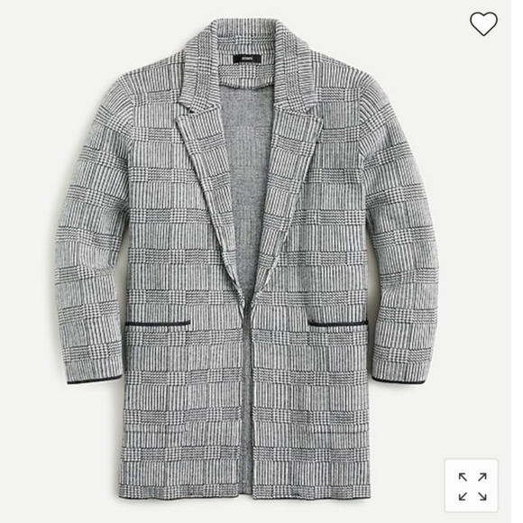 J. Crew Sophie Open Front Sweater Blazer Glen Plaid Wool Blend Size Medium - Picture 16 of 16